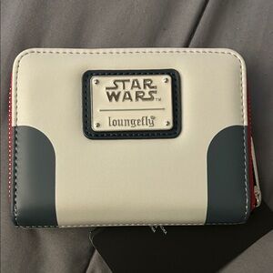 Loungefly Star Wars Cream Wallet with Dark Gray Accents and Red Zip